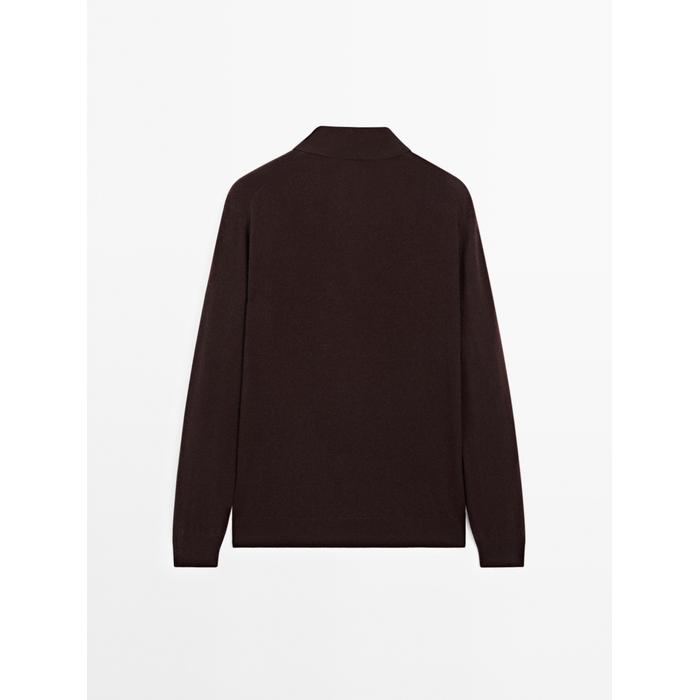 Rib knit polo 100% cashmere цвет: Гранатовый