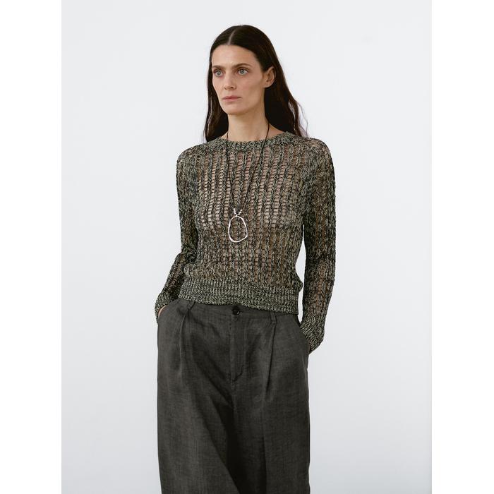 Open-knit sweater with cotton цвет: Желтый