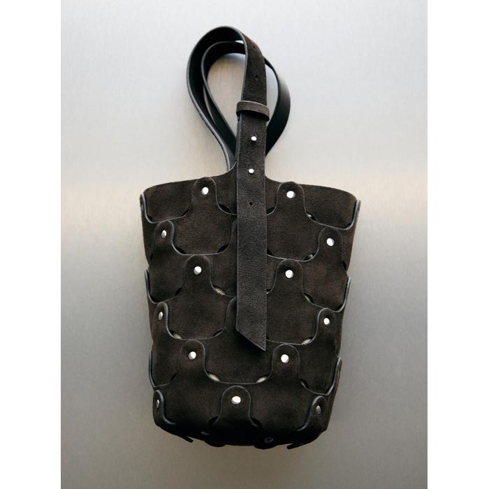 Bucket bag studded split leather цвет: Коричневый