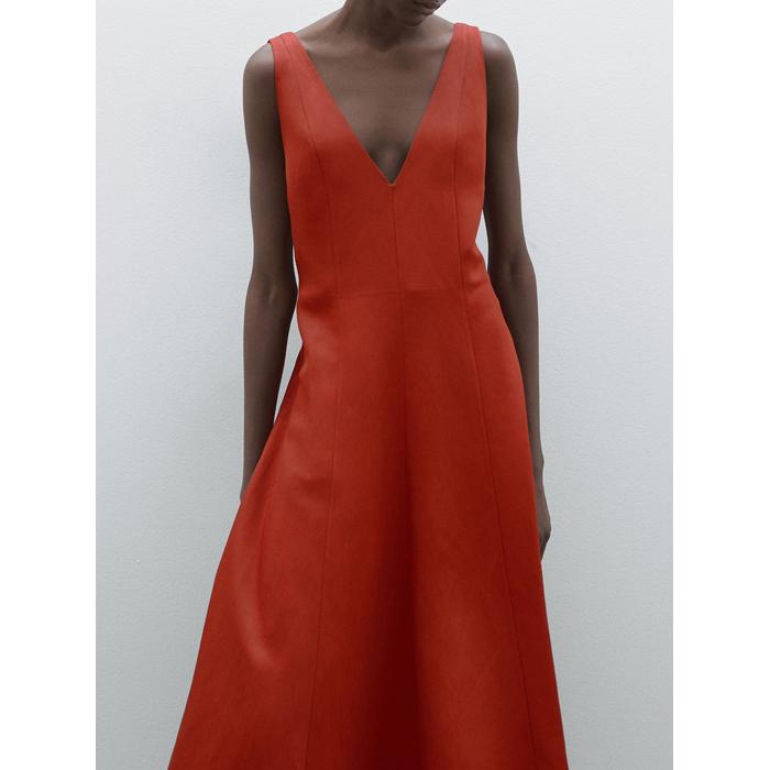 Long fluid flared dress цвет: Жжено-оранжевый