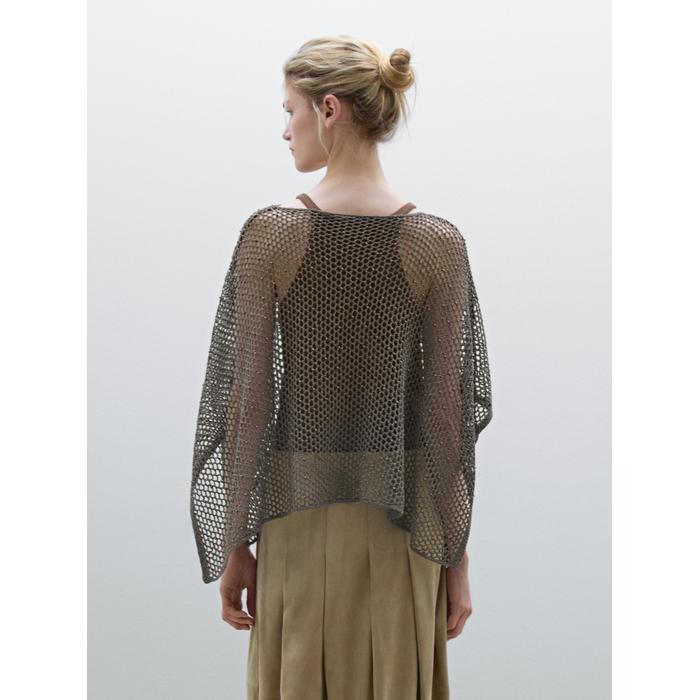 Short openwork knit cape цвет: Коричневый