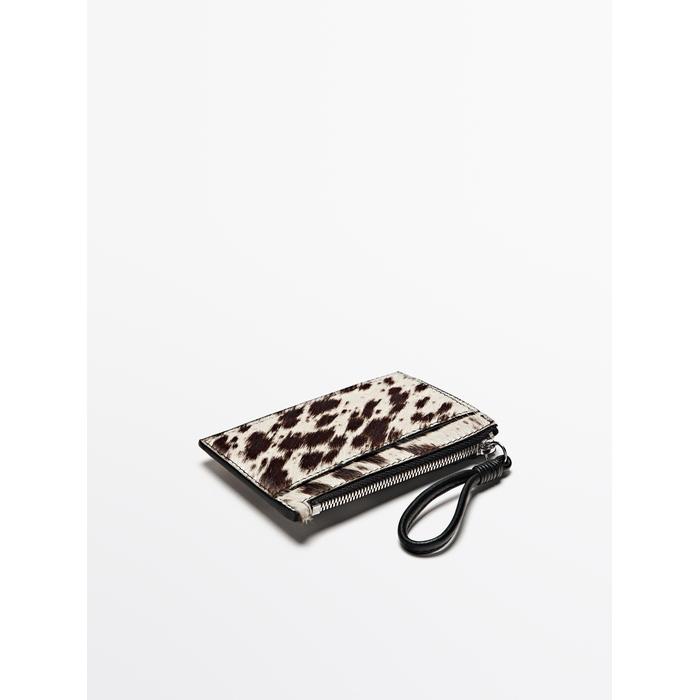 Small animal print leather wallet цвет: Белый
