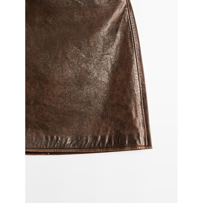 Nappa leather mini skirt цвет: Коричневый