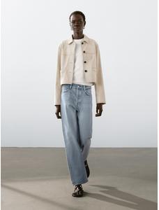 Short jacket with suede stitching цвет: Цвет льда