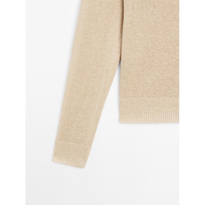V-neck jumper 100% linen цвет: Песочный