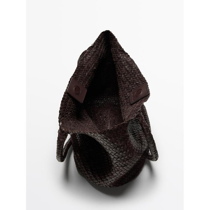 Large braided nappa leather tote bag цвет: Коричневый