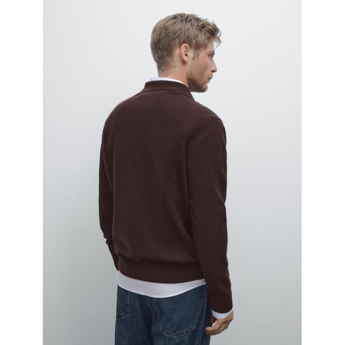 Rib knit polo 100% cashmere цвет: Гранатовый