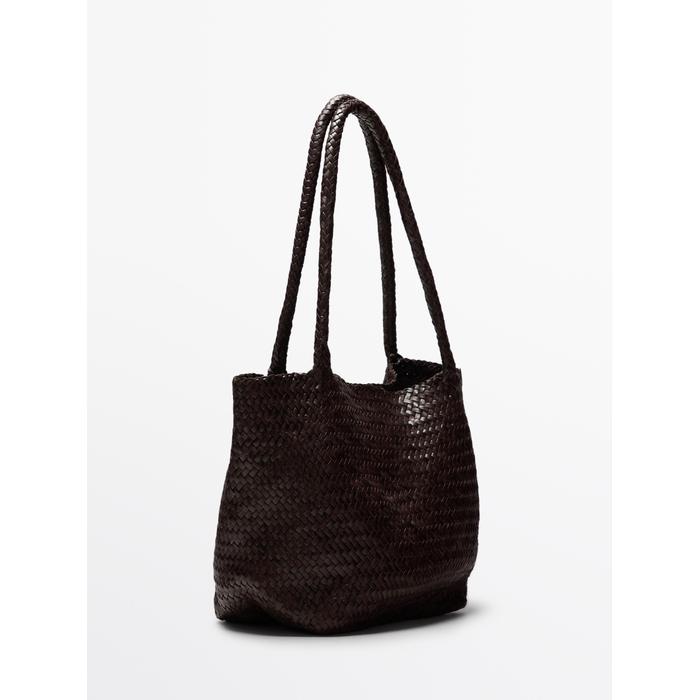 Large braided nappa leather tote bag цвет: Коричневый