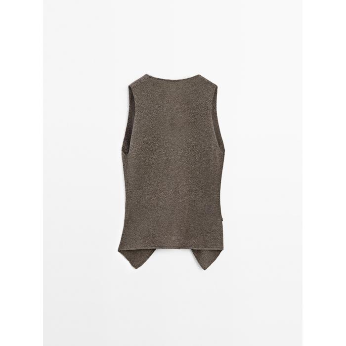 Crossed Mouliné Knit Vest цвет: Коричневый