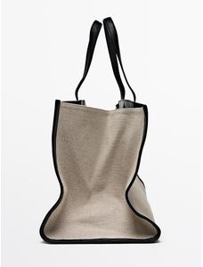 Woven leather maxi tote bag цвет: Бежевый