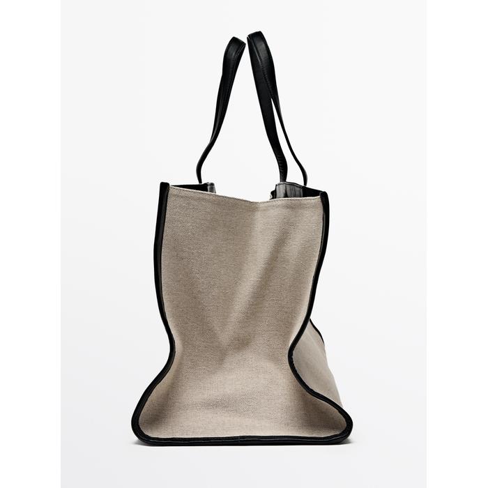 Woven leather maxi tote bag цвет: Бежевый