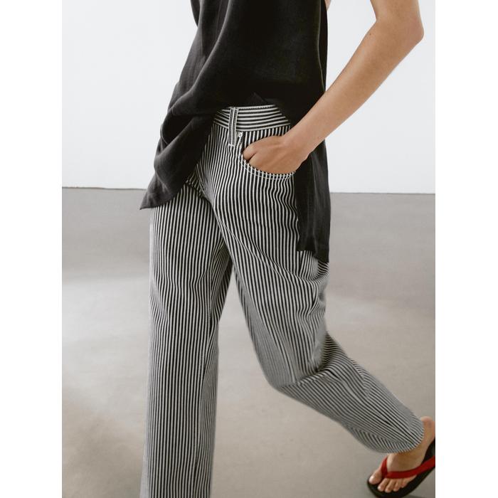 Straight fit denim trousers stripes цвет: Чернильно-синий