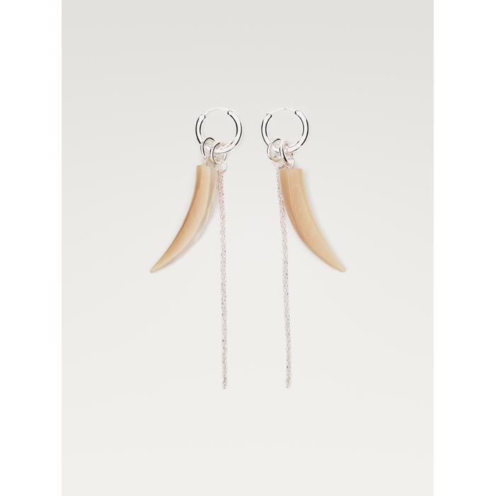 Hoop earrings with stone цвет: Цвет кости