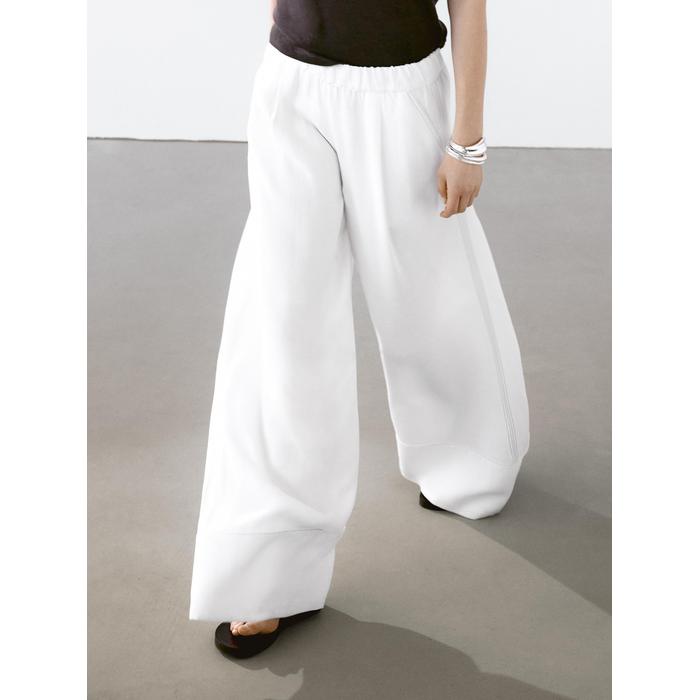 Wide-leg pants with contrast topstitching цвет: Белый