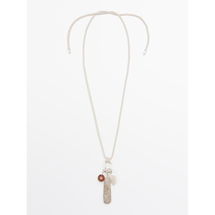 Charm necklace with stones цвет: Жемчужно-серый