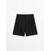 Шорты из смесового льна Tencel™ со складками цвет: Черный
