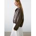 Linen blend bomber jacket цвет: Шоколадный