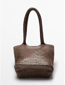 Half tote braided nappa leather tote bag цвет: Кротово-коричневый