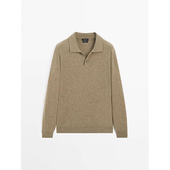 Rib knit polo 100% cashmere цвет: Хаки