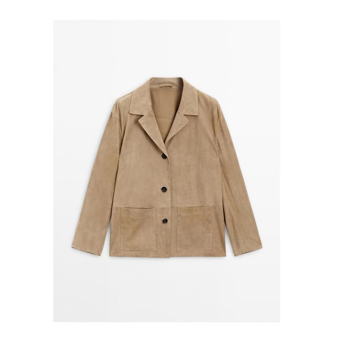 Flowing suede leather blazer цвет: Песочный
