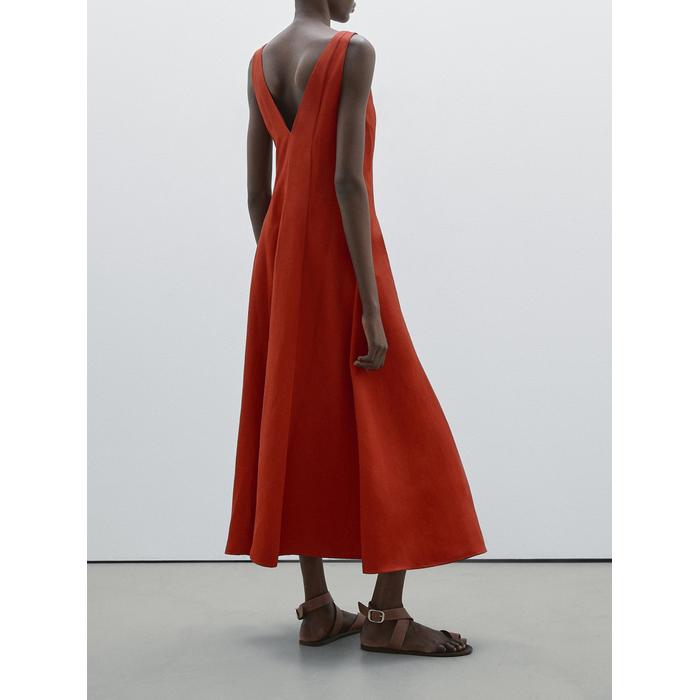 Long fluid flared dress цвет: Жжено-оранжевый