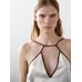 Satin halter top with vivid detail цвет: Натуральный, кремовый