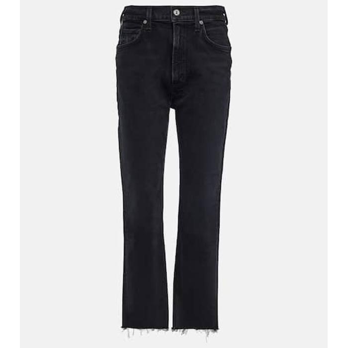Прямые укороченные джинсы Daphne с высокой посадкой цвет: Чёрный