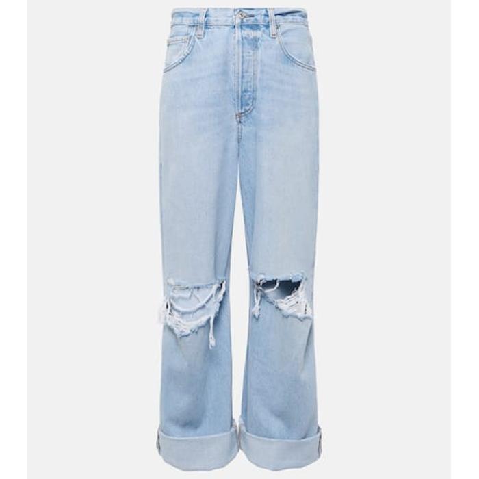 Потертые джинсы Ayla со средней посадкой и широкими штанинами цвет: Синий