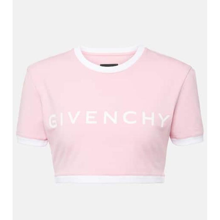 Укороченная футболка из хлопчатобумажного джерси с логотипом цвет: Розовый