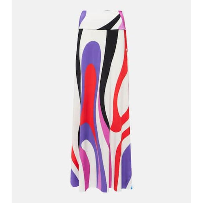 Макси-юбка из атласного джерси с принтом Мармо цвет: Разноцветный