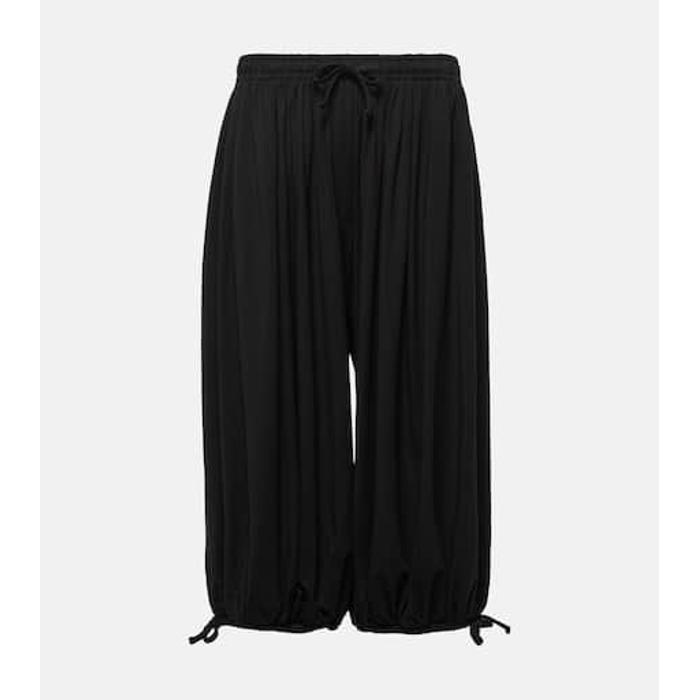 Присборенные укороченные брюки из джерси зауженного кроя цвет: Чёрный