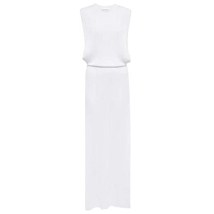 Макси-платье в полоску из шелка и льна цвет: Белый