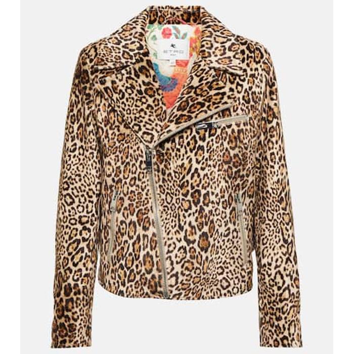 Байкерская куртка с леопардовым принтом цвет: Разноцветный