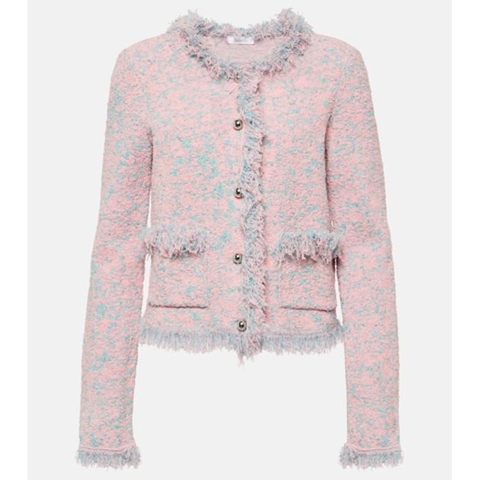 Твидовый пиджак из ламе с бахромой цвет: Розовый