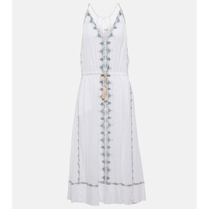 Хлопчатобумажное платье миди с вышивкой Siana цвет: Белый