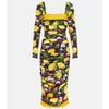 Платье миди из смеси шелка с принтом цвет: Разноцветный