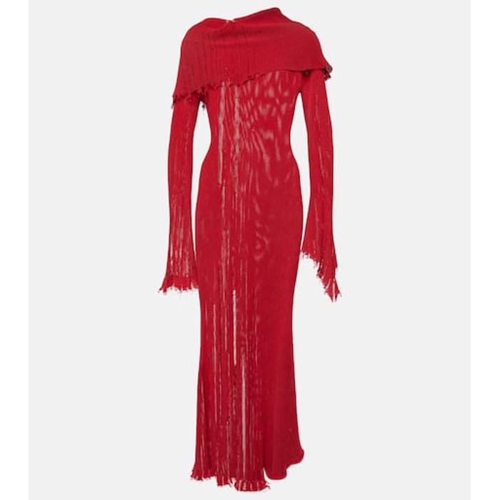 Макси-платье из хлопковой смеси с потертостями цвет: Красный