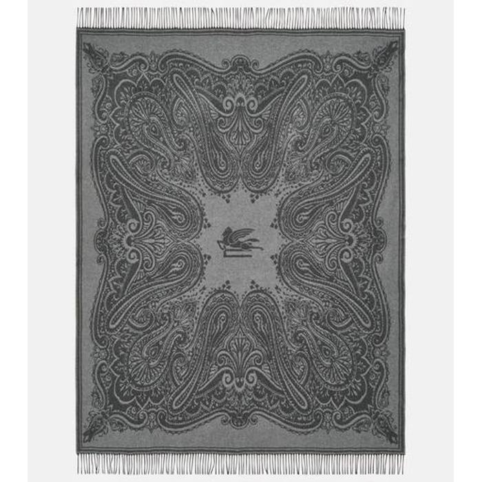 Шерстяное и кашемировое одеяло цвета Пейсли цвет: Серый