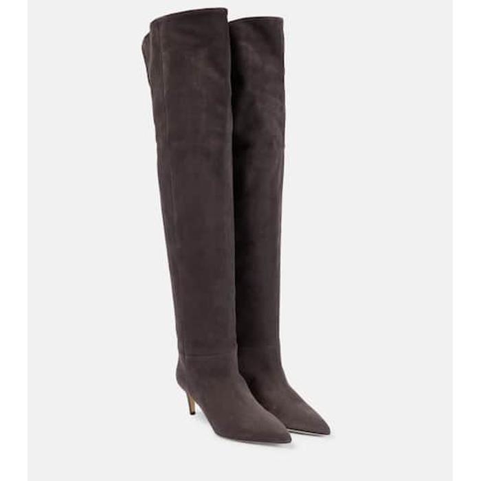Suede over-the-knee boots цвет: Серый