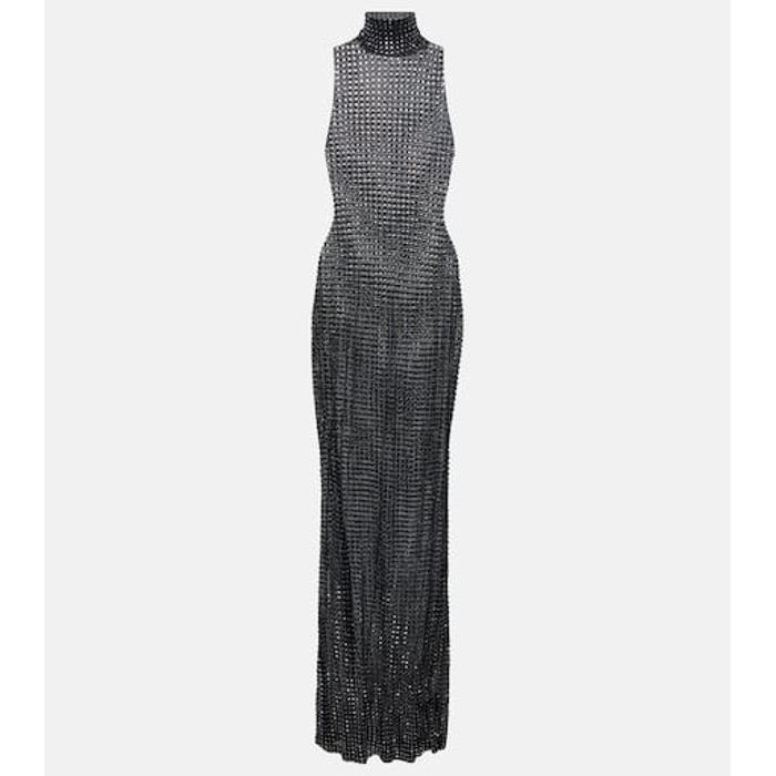 Прозрачное платье, украшенное кристаллой цвет: Чёрный