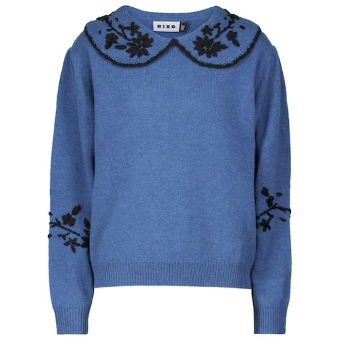 Шерстяной свитер с вышивкой от Лулы цвет: Синий
