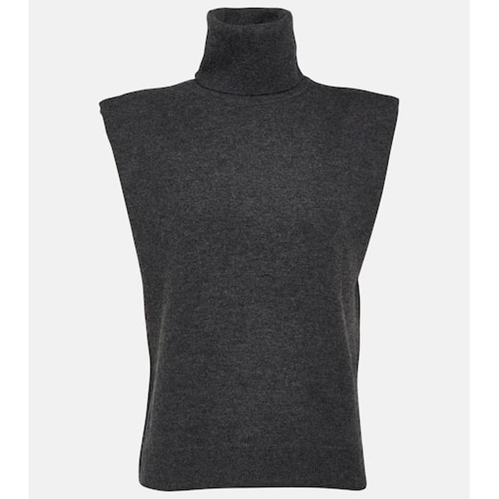 Шерстяной свитер-жилетка с высоким воротом от Nadia цвет: Серый