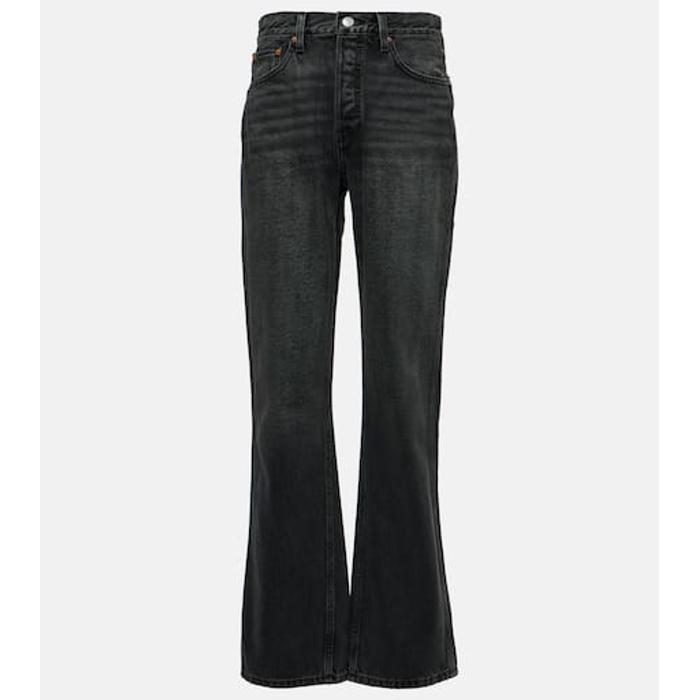 Свободные прямые джинсы с высокой посадкой 90-х годов цвет: Чёрный