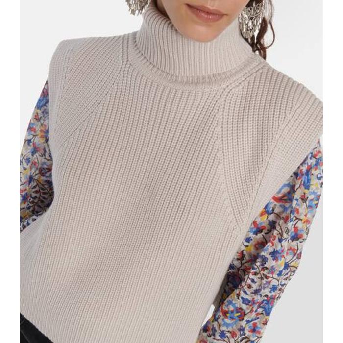 Шерстяной свитер-жилетка Megan с высоким воротом цвет: Neutrals