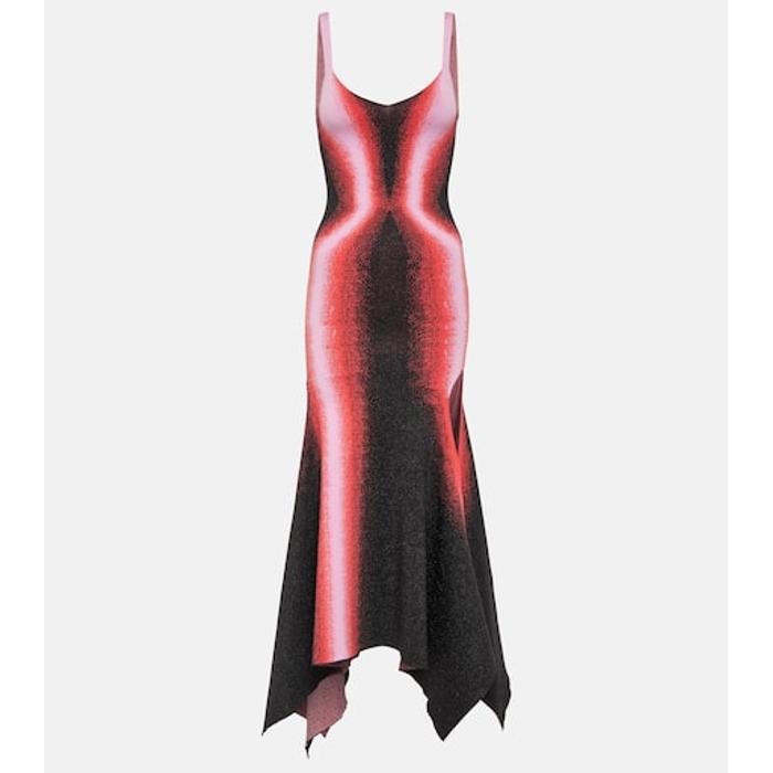 Трикотажное миди-платье с принтом цвет: Разноцветный