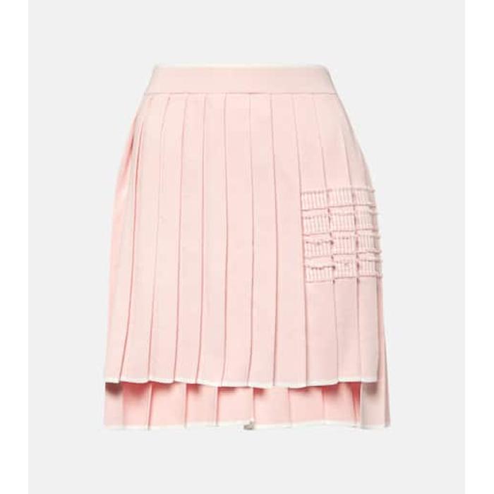 Плиссированная хлопчатобумажная мини-юбка цвет: Розовый