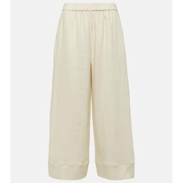 Льняные брюки-палаццо для отдыха Brama цвет: Белый