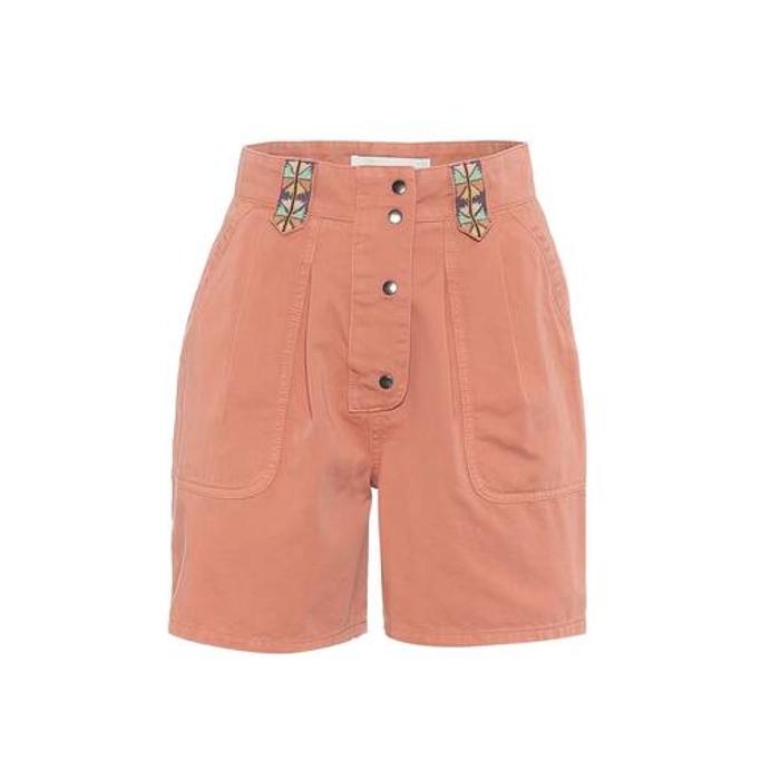Хлопчатобумажные шорты с высокой посадкой цвет: Розовый