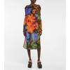 Хлопчатобумажное платье миди со складками цвет: Разноцветный