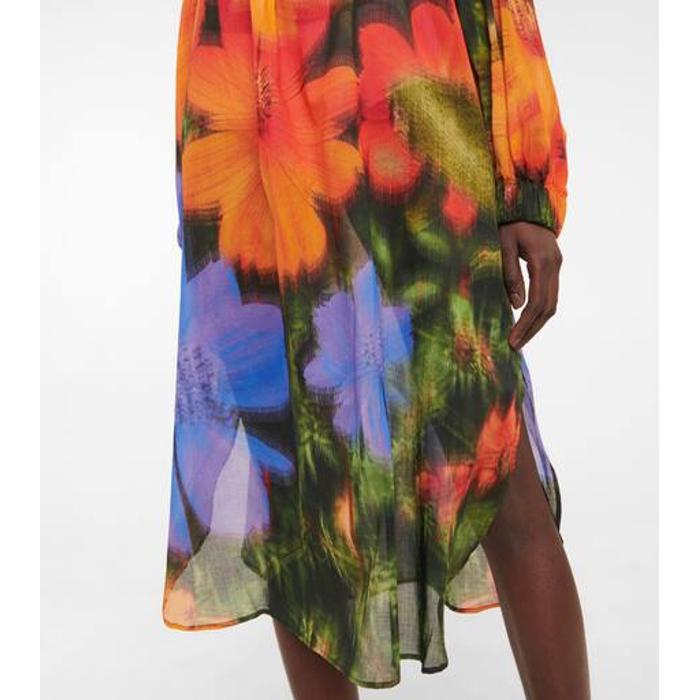 Хлопчатобумажное платье миди со складками цвет: Разноцветный